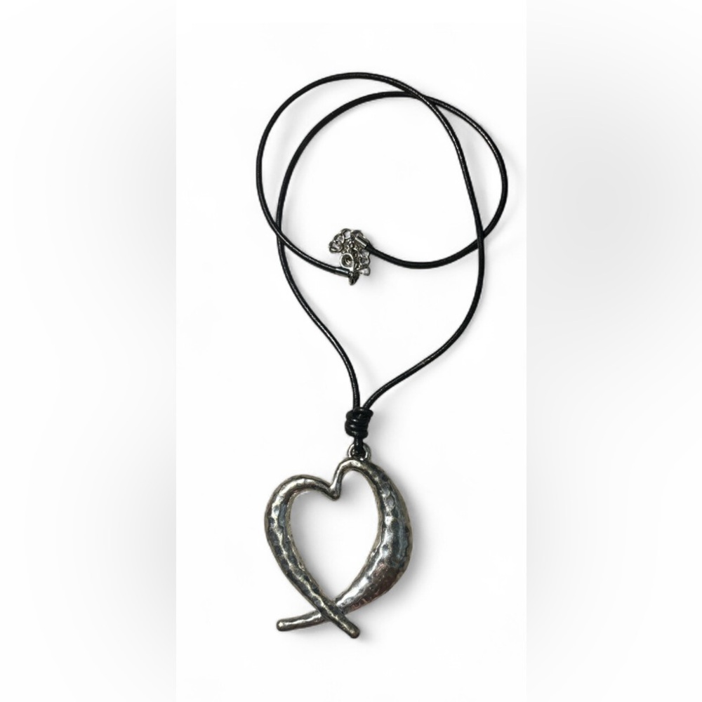 Silver and Black Heart Necklace